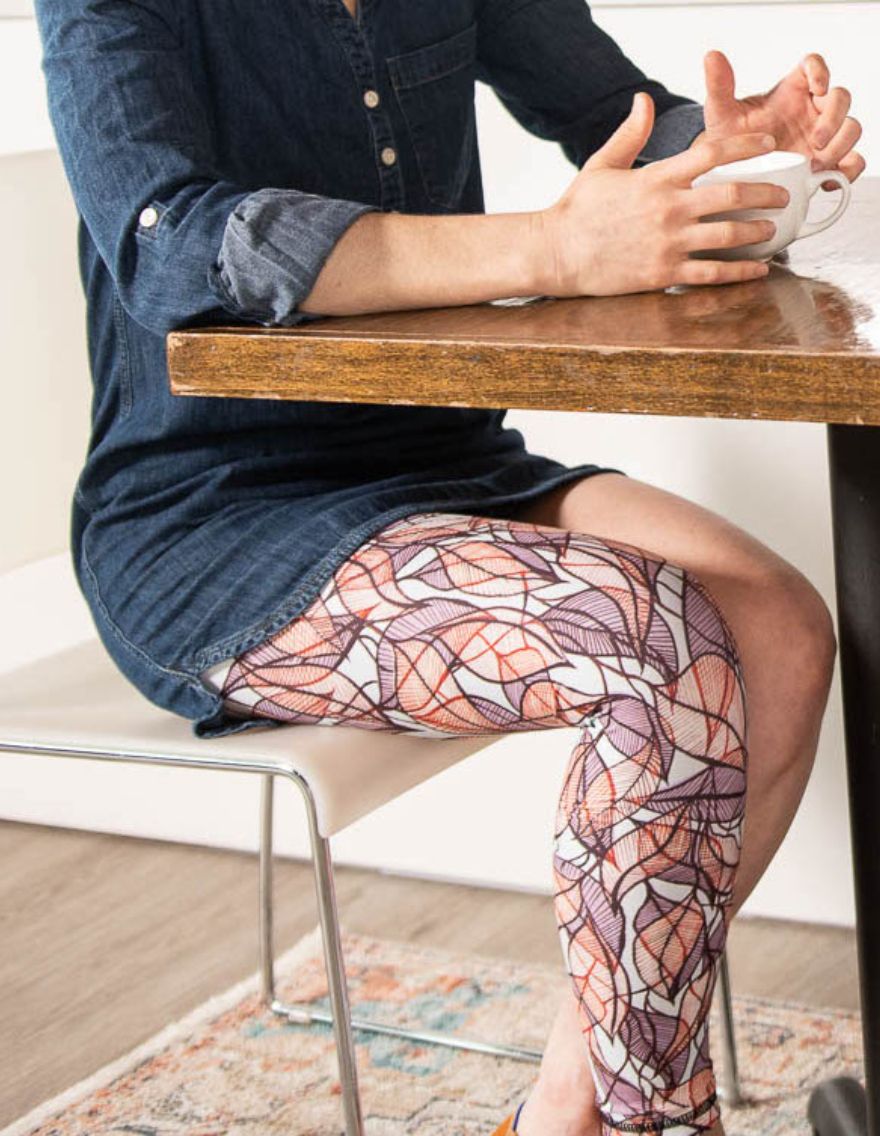 [Stemwear's unique one-legged asymmetrical tights]